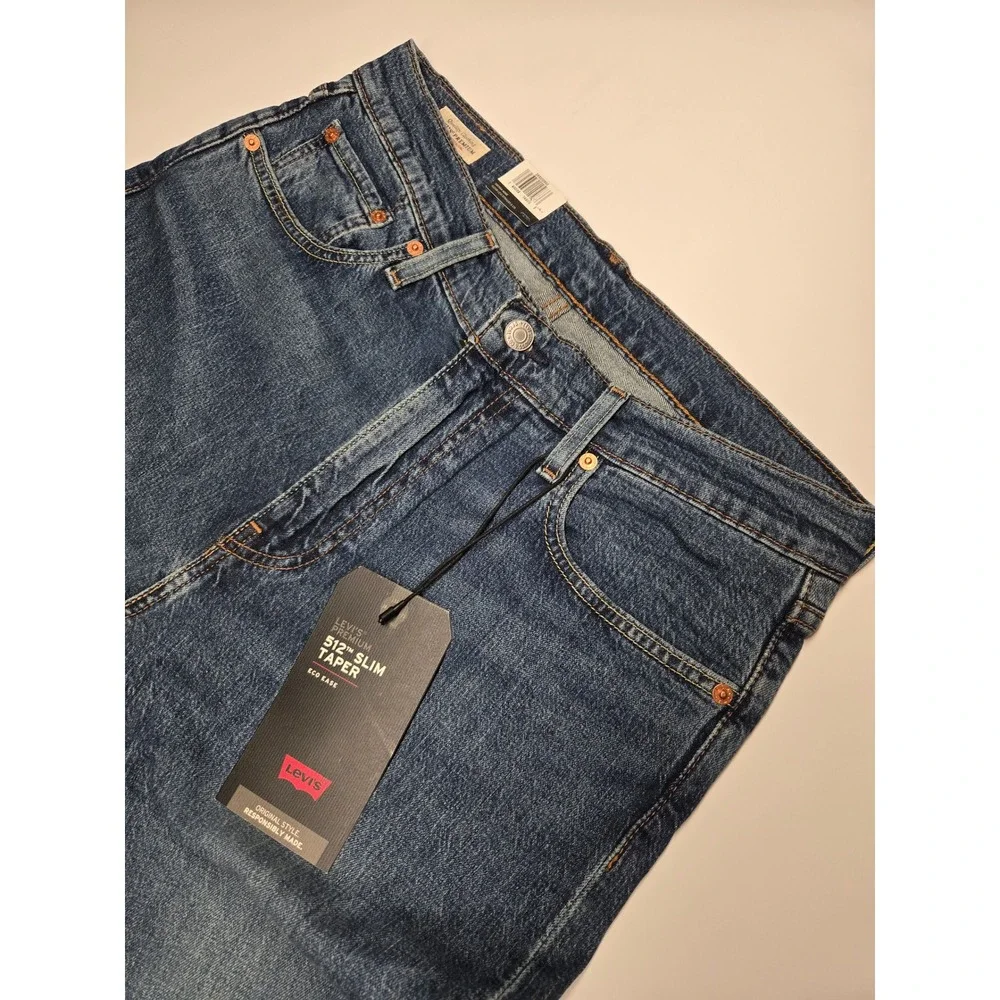 Levi's 512 Slim Taper Mens 33x34 Blue Denim Stretch Jeans 288330850 Premium